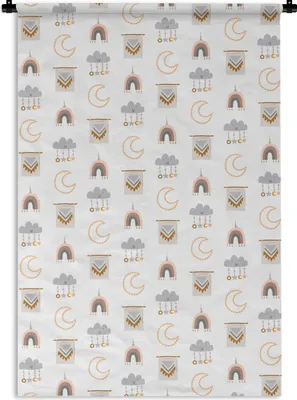 Produktbild von MuchoWow® Wandteppich Wandbehang Kinderzimmer - Illustrationen - Muster 90x135 cm Tapisserie Dekoration Wandtuch - Baumwolle - Wandskulptur