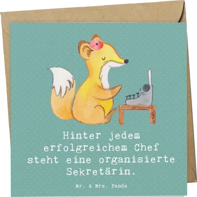 Produktbild von Mr. & Mrs. Panda Grußkarte Sekretärin Erfolg - Meeresbrise - Geschenk, Chefetage, Geschenke für Berufstätige, Glückwunschkarte, Besprechungen, Beruf, Korrespondenz