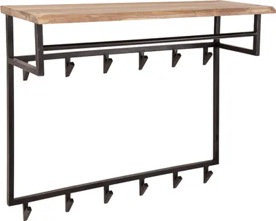 Produktbild von KAWOLA Garderobe NEREA Akazie Metall Hutablage 12 Haken schwarz