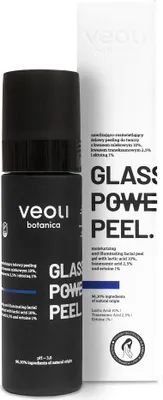 Zdjęcie produktu dla Veoli Botanica Glass Skin Power Peel Nawilżająco-rozświetlający żelowy peeling do twarzy z kwasem mlekowym 10%, traneksamowym 2,5% i ektoiną 1%, 30 ml
