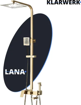 Produktbild von LANA | Premium Regendusche Set Gold glänzend Edelstahl | Design Duscharmatur Duschsystem | Mischbatterie Dusche komplett mit Handbrause