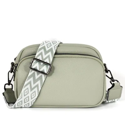 Produktbild von Umhängetasche Damen Handy Umhängetasche Kunstleder Crossbody Bag Damen, mit 3 fächern Handtasche mit Verstellbar Abnehmbar Schultergurt (Blassgrün)