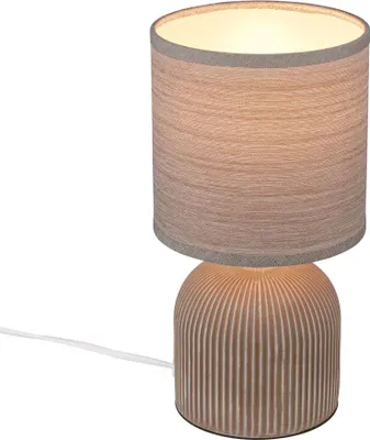 Produktbild von Briloner Ino Tischlampe, Stoffschirm, Kabelschalter, Keramikfuß, Braun, Ø15 x 28 cm