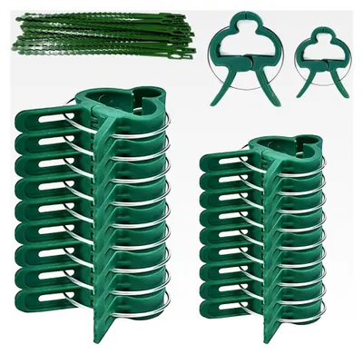 Produktbild von 90 Stück Pflanzenclips-Set, bestehend aus 30 großen Clips, 30 kleinen Klammern und 30 Krawatten, verstellbar, geeignet für Gurken, Tomaten, Blumen und Kletterpflanzen im Innen- und Außenbereich
