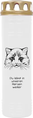 Image de Bougie funéraire Blanc 170h ( couvercle or ) - Chat 2
