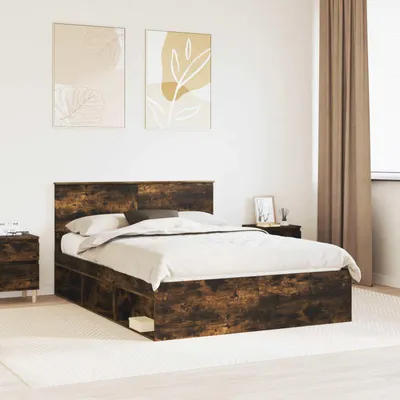 Zdjęcie produktu dla Maison Exclusive - Rama łóżka z dębu dymionego, wymiar 135 x 190 cm, wykonana z litego drewna sosnowego