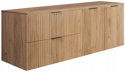 Immagine prodotto di Rodan Mobile Sottolavabo 140cm - Rovere Opaco - con Top - Chiusura Ammortizzata - 3 Maniglie - FLOW