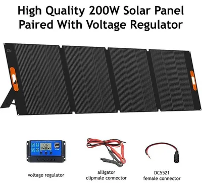 Obrázok produktu pre Súprava prenosných solárnych panelov – solárna nabíjačka 200 W – s regulátorom nabíjania – nabíjanie na jednosmerný prúd – pre kempovanie, auto, loď, karavan, powerbanku