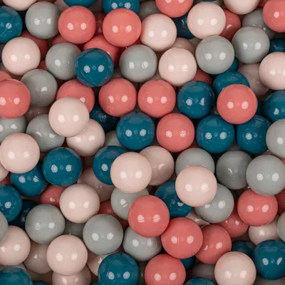 A close-up view of many colorful balls.