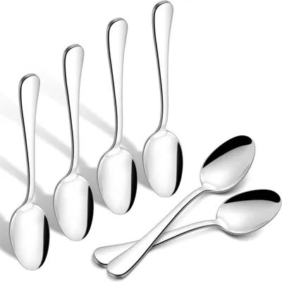 Produktbild von Kaffeelöffel Edelstahl 6er Set 13,5cm Hochglanzpoliert Spülmaschinenfest Runder Griff