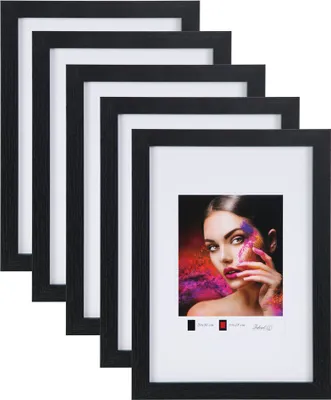 Produktbild von 2er 3er 5er Set Holz Bilderrahmen Lifestyle Plexi Foto Rahmen Collage Wanddeko Poster HR-25 - Farbe: 5er Pack Schwarz | Format: 30x40