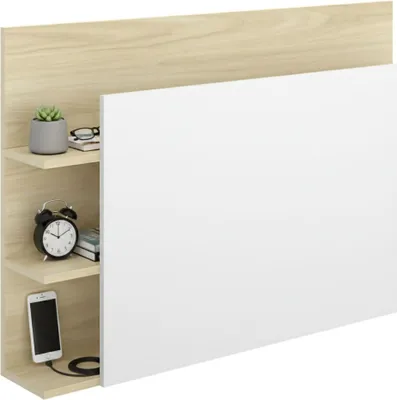 Image de Minden - Tête de lit, 19x105 cm Blanc, Compartiments Bibliothèque