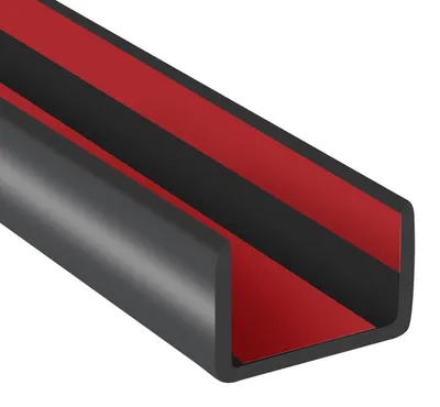 Image de Bordure en caoutchouc adhésive de 19 mm, profil en U, protection de bord de 6 mètres, noire, pour les bords de 17 à 20 mm