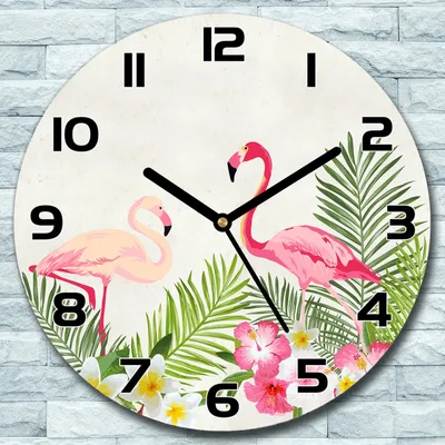 Produktbild von Wanduhr aus Glas Rund fi 30 Vintage Feldblumen Quarz Deko Schlafzimmer Büro