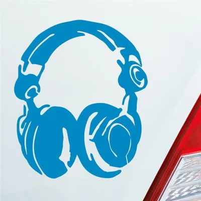 Produktbild von Auto Aufkleber DJ Kopfhörer Head Phones Music 10x12 cm Hellblau Sticker Heckscheibenaufkleber