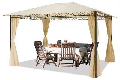 Image de TOOLPORT Pavillon de Jardin 3x4 m Pavillon étanche avec Tente de Jardin Ã  4 côtés, bâche de Toit env. 180 g/m² Tente de réception Beige