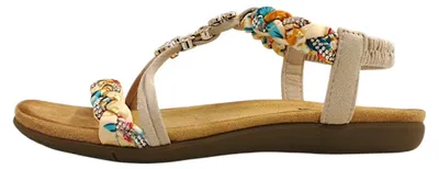 Produktbild von 2 Go Fashion  Damenschuhe Sandalen Flach Zehensteg Beige Freizeit, Schuhgröße:39 EU