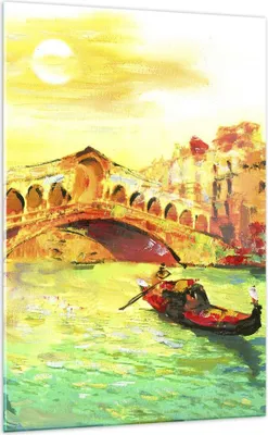 Produktbild von Bilder auf glas - Einteilig - Venedig Gondel - 70x100cm - Glasbilder - Wandbilder - Bilder - zum Aufhängen bereit - Wanddekoration aus Glas - Glas Bilder - Wandbild auf Glas - GPA70x100-3841