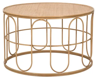 Immagine prodotto di Tavolino Basso Ø80x50 cm in Metallo Piano in Rattan