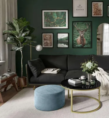 Produktbild von Runder Couchtisch CIRI mit Hocker Gold Matt