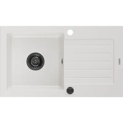 Obrázek produktu pro Mexen Pablo 1-miskový granitový dřez s odkapávačem 752 x 436 mm, Bílá, sifon Černá - 6510751010-20-B