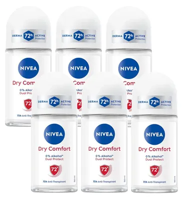 Image de Nivea Deo Dry Comfort Roll On 72h Anti Transpirant 50ml pack de 6