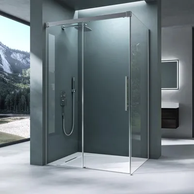 Produktbild von Mai & Mai Duschkabine 100x140cm Schiebetür 6mm ESG-Sicherheitsglas Duschabtrennung Soft-Close-Mechanismus Seitenanstieg inkl. Duschtasse Ravenna12K