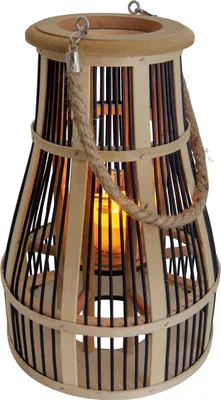 Produktbild von Näve Leuchten LED Solarleuchte mit LED Platine LED Solarleuchte mit LED Platine Dekoleuchte inkl. Solar-LED-Kerze, Lampe für den Außenbereich aus Holz und Kunststoff in natur, 35 cm hoch, Ø 24 cm, LED Platine – mit Druckschalter