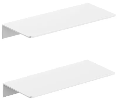 Produktbild von Wandregal, Klavierlackweiß, aus Metall, 2er-Set – rostfreies Aluminium – schwebendes Regal – 30 cm Duschregal, kein Bohren erforderlich, ideal zur Dekoration und Wandaufbewahrung in jedem Raum