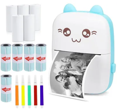 Imagen del producto de Impresora de etiquetas térmica con función de carga USB, impresión de fotos, inalámbrica y con Bluetooth, que incluye papel térmico