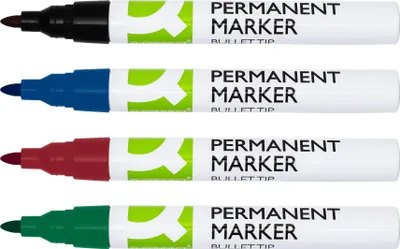 Produktbild von Q-CONNECT KF11712 Permanentmarker – Rundspitze, ca. 2 - 3 mm, 4er-Set, sortiert