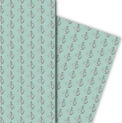 Produktbild von Nautisches Geschenkpapier für tolle Geschenke mit Ankern, hellblau - G8161, 32 x 48cm