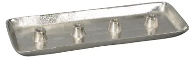 Produktbild von Kerzentablett SILBER aus Aluminium Metall Kerzenschale für 4 Kerzen L50cm