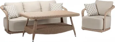 Produktbild von Rattanmöbel Garnitur Balkonmöbel Loungemöbel Terrassenmöbel Gartenlounge 3tlg