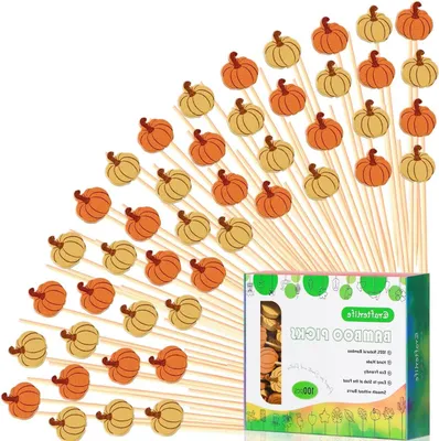 Productafbeelding van Cocktail Prikkers - Fruit Prikkers Appetizer Prikkers - Feestdecoratie - Herfst Thema - 100 Stuks - Multicolor