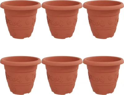Productafbeelding van vidaXL Bloempot van rundervet, 6 stuks, terracotta, Ø 26 x 21,5 cm, kunststof