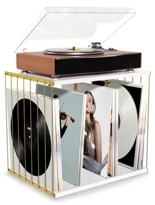 Imagen del producto de Estantería de vinilo - 3 compartimentos - Capacidad para 100 discos - Color blanco