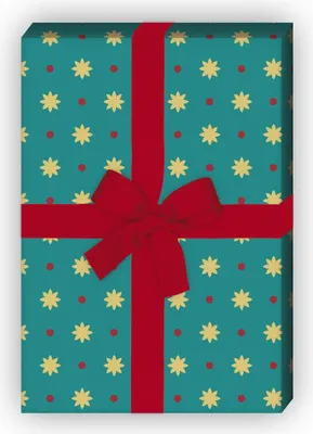 Produktbild von 70er Retro Geschenkpapier Set mit Sternchen, türkis - G8388, 32 x 48cm