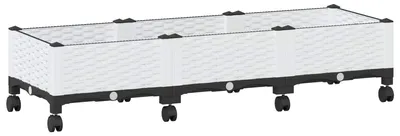 Obrázok produktu pre vidaXL Záhradný kvetináč na kolieskach, biely, 120 x 40 x 33 cm, PP