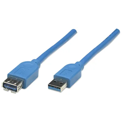 Image de MANHATTAN USB Kabel A -> A St/Bu 2.00m blau Verl.