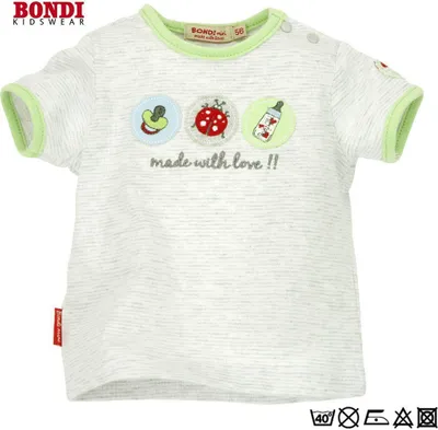 Produktbild von BONDI KIDSWEAR Baby T-Shirt ´Made with love´ grau gestreift, 100 % Baumwolle  62