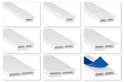 Produktbild von Hohlkammerleisten PVC weiß 2m - Kantenhöhe 7mm, Auswahl Fahne & Klebeband - HJ