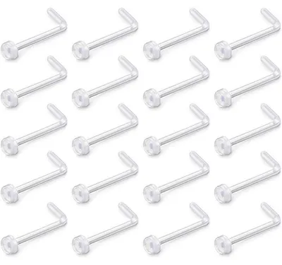 Obrázok produktu pre Nosový piercing, retencia, 18G, materiál Bioflex, tvar L, 20 kusov, priemer 1,0 mm