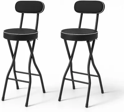 Produktbild von Famanu Barhocker Set - Inklappare, platzsparend, 65 cm Sitzhöhe - Schwarz