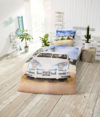 Produktbild von Renforcé-Bettwäsche 135 x 200 cm, Motiv 1 VW- Bulli