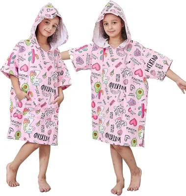 Produktbild von Babyhandtuch Kapuzenhandtücher für Kinder, Poncho-Handtücher, weich, für Jungen und Mädchen, zum Schwimmen, Strand, Badetücher, Bademantel, Rosa, 5–10