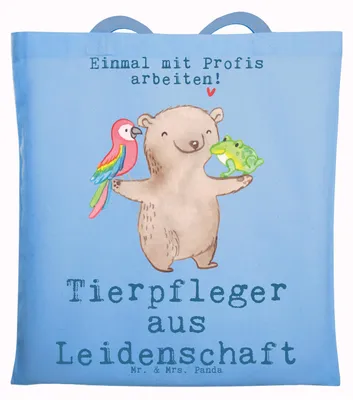 Produktbild von Mr. & Mrs. Panda Schultasche Tierpfleger Leidenschaft - Sky Blue - Geschenk, Jutebeutel, totebag, Tasche, Tote Bag, Laptoptasche