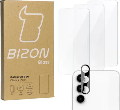 Produktbild von BIZON Clear 3x Bildschirmglas + Kameraglas Samsung Galaxy A55 5G