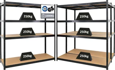 Produktbild von Mega Deal | 3x Schwerlastregal TAURUS XL mit  | HxBxT 180x160x60cm | Fachlast 250kg | Schwarz