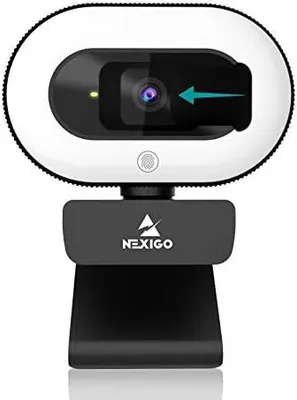 Produktbild von NexiGo StreamCam N930E, 1080P Webcam mit 2 Mikrofon, Ringlicht und Abdeckung, Autofokus, Plug & Play, Webkamera für Streaming Video Chat Aufnahme, Mac Windows Laptop Skype Twitch Zoom